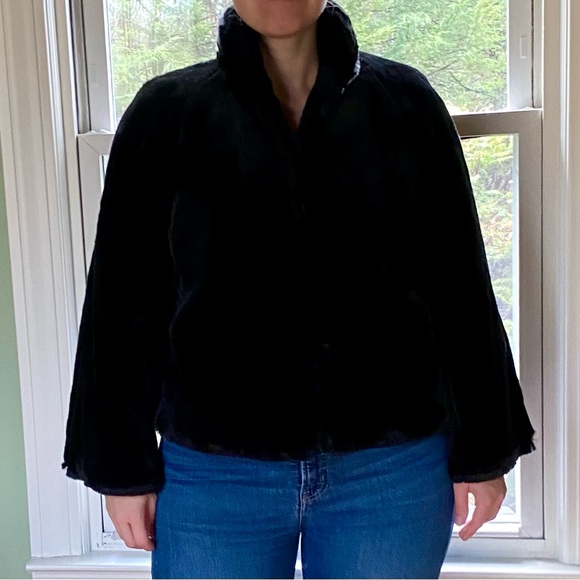 Lauren Ralph Lauren Black Faux Fur Swing Coat Size M - Picture 11 of 16